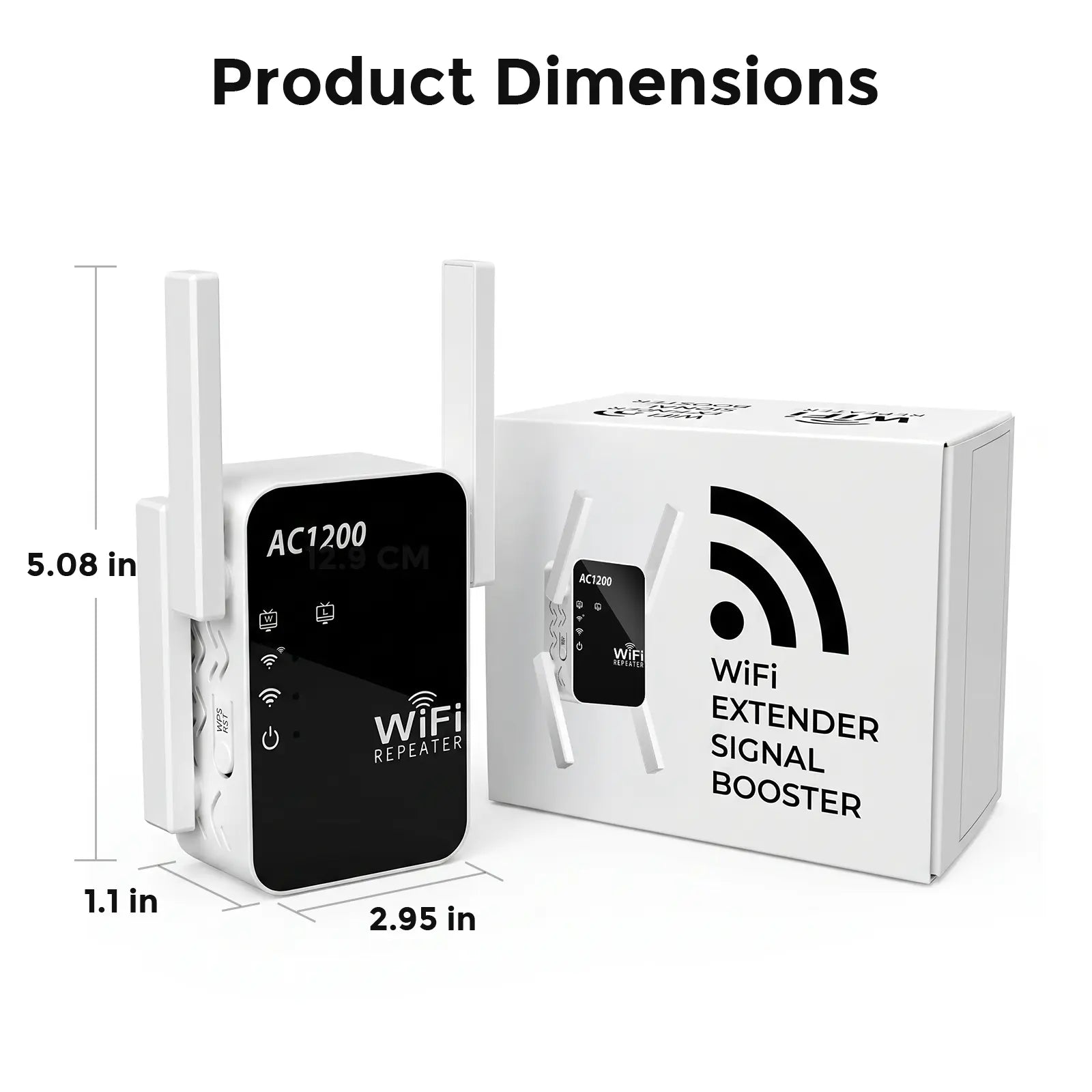 Wifi Repeater Signal Extender, Extends Coverage to 1288 Sq.Ft, Handles 80Devices, 2.4Ghz Wireless Repeater Amplifier, Wifi Extender for Home Use