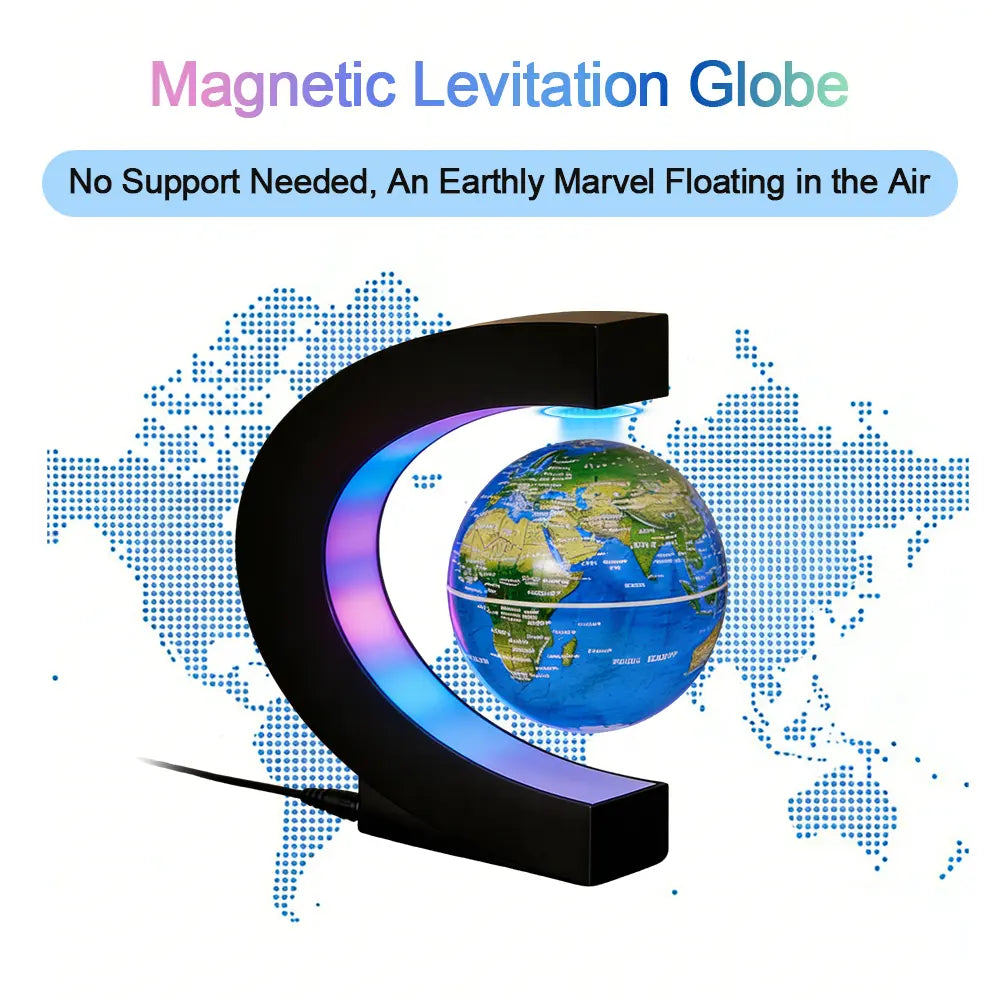 Magnetic Levitation Globe with C-Shaped Stand, Gradient Color LED Light, High-Definition World Map, Unique Office Decor, Father’S Day Birthday Holiday Gift for Men, Unique Decor