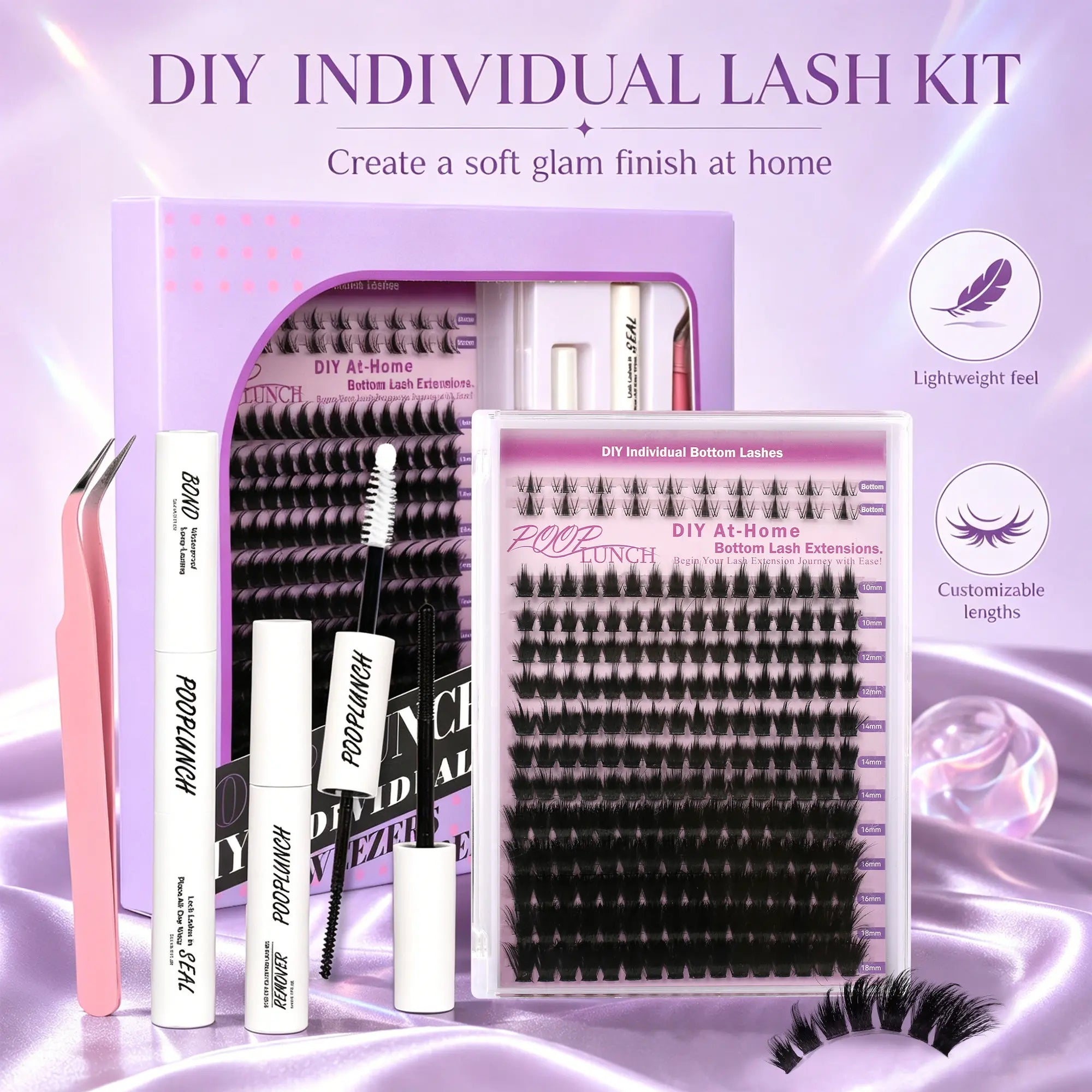 Lash Clusters DIY Individual Bottom Lash Kit / Lower Lash Cluster Kit / Soft Glam Bottom Lash Look Lashes Eyelash Extension Lashes Halloween Makeup