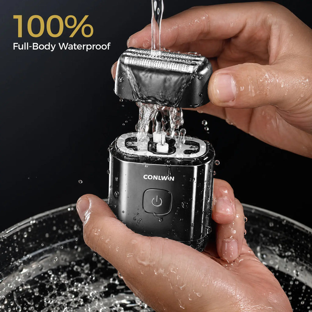 CONLWIN Mini Electric Foil Shaver - 3D Floating Heads, IPX7 Waterproof, USB-C Charging, 120-Day Battery Life, UV-C Sterilization, Auto Cleaning, LED Display, Compact Portable Design, Ideal Father'S Day Gifts, Summerwins,Father'Sdaygifts, Body, Stainless S