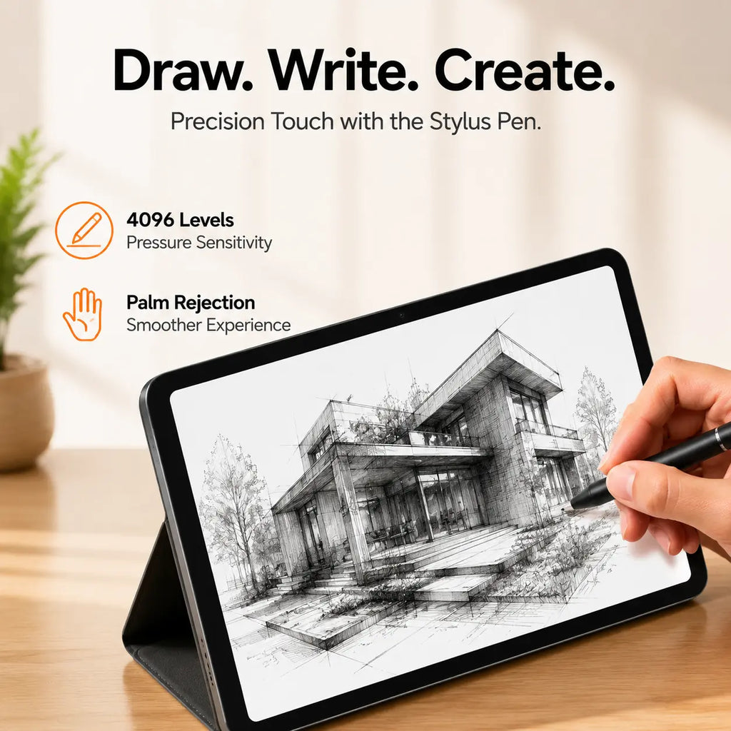 W&O X17 Ultra 7-In-1 Tablet Bundle, 10.1" Android 15 Tablet, 8GB RAM + 256GB ROM, Keyboard Mouse Stylus Case Included, 16MP Rear + 5MP Front Camera, 8000Mah Battery, Portable Tablet for Students, Work, Online Classes & Entertainment Cam Dual