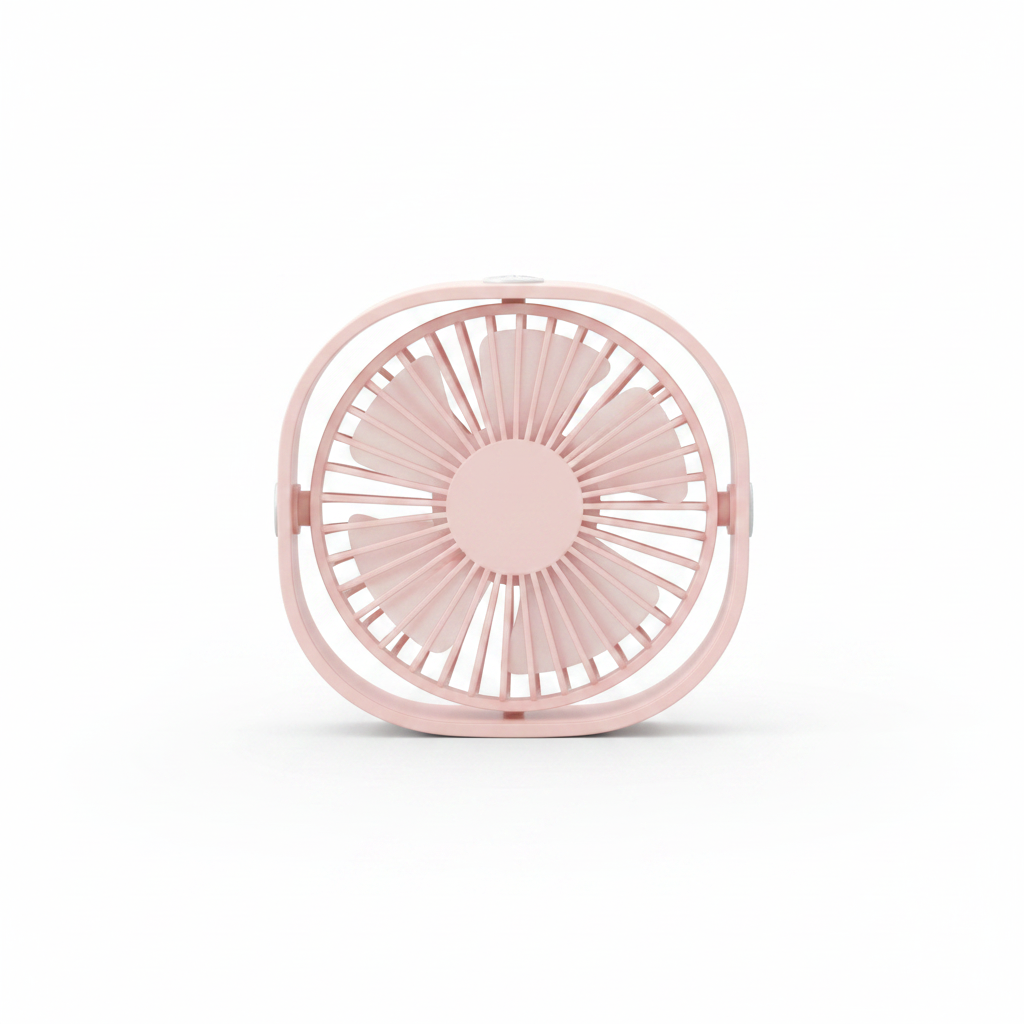 Mini ventilateur de bureau - rose fond blanc