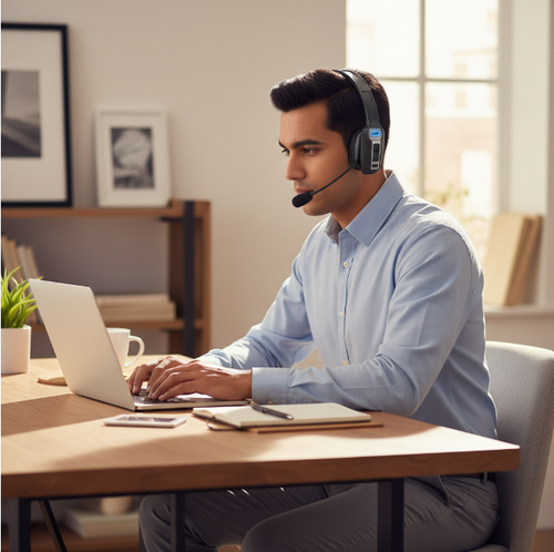 Casque Bluetooth 5.2 Trucker sans fil - mise en situation bureau