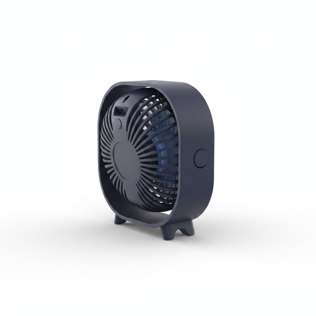 Mini ventilateur de bureau - bleu marine fond blanc