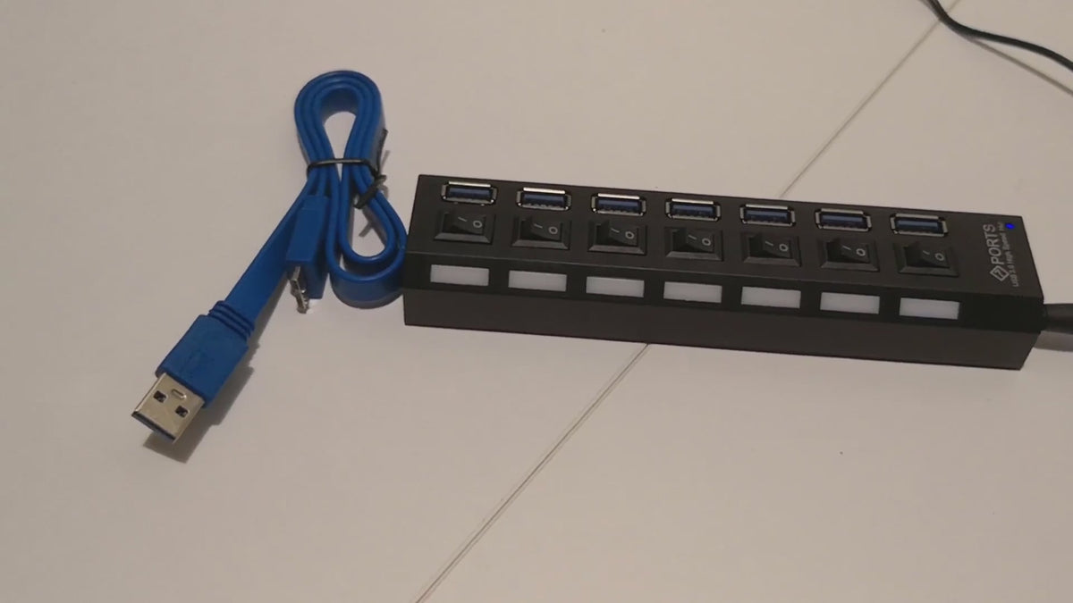 Hub USB 3.0 7 Ports Haute Vitesse avec Adaptateur Secteur