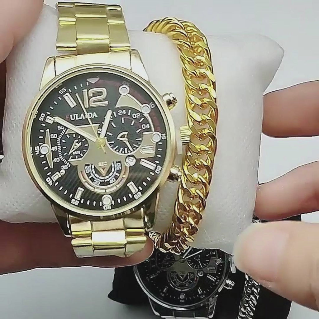 Coffret Montre Quartz & Bracelet Homme