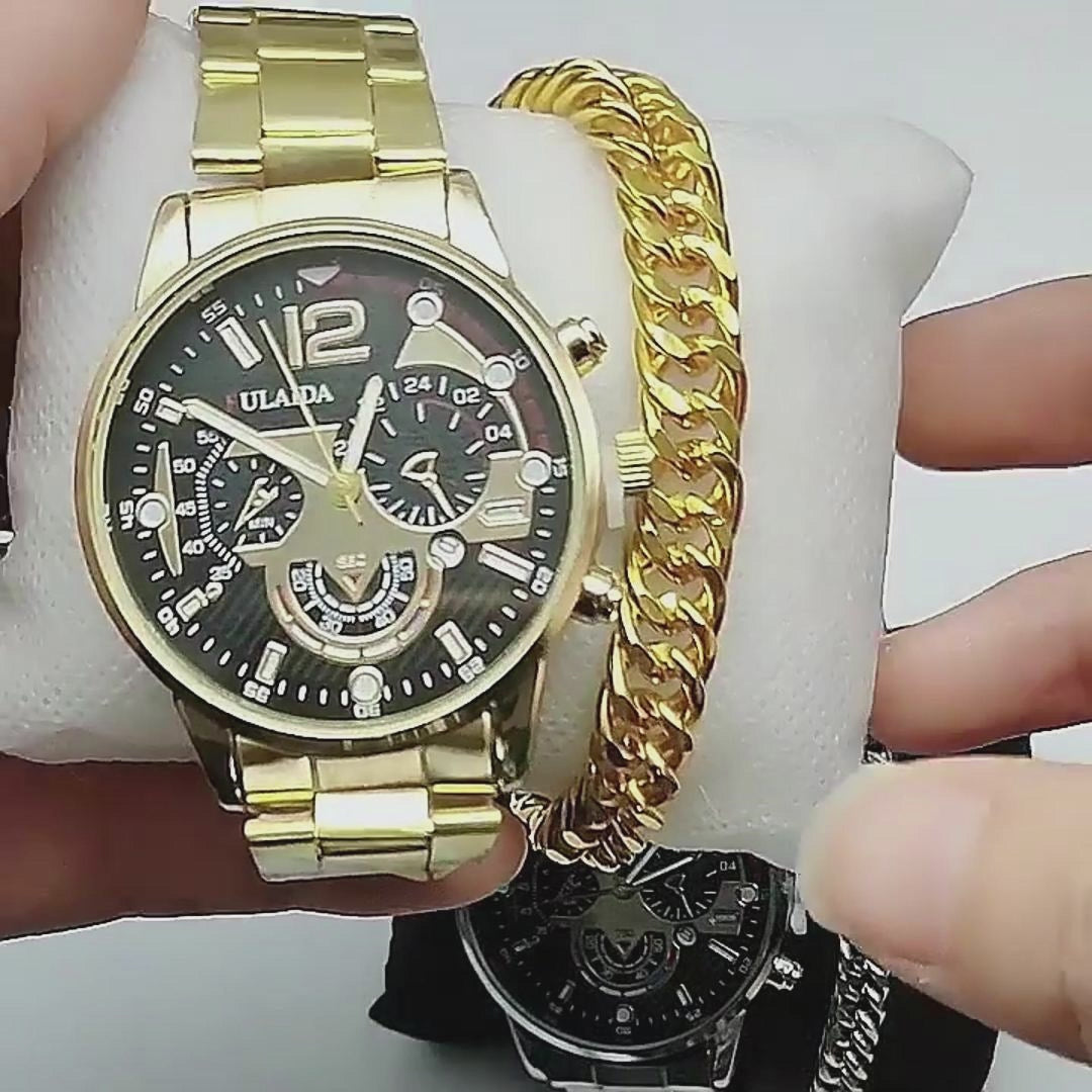 Coffret Montre Quartz & Bracelet Homme