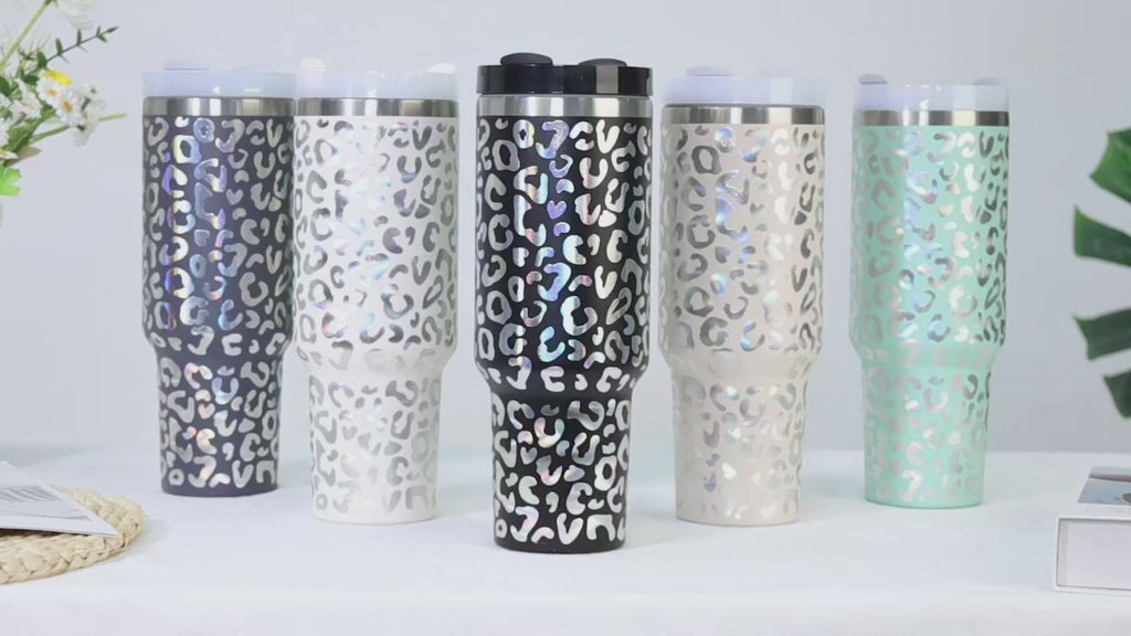 Tumbler Isotherme 40 oz avec Poignée et Paille - Inox Anti-Fuite Chaud et Froid