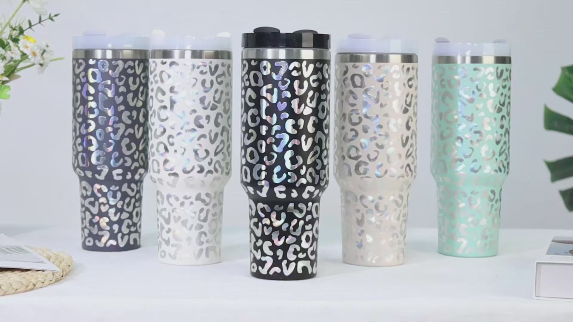 Tumbler Isotherme 40 oz avec Poignée et Paille - Inox Anti-Fuite Chaud et Froid